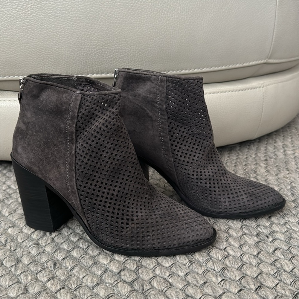 Steve Madden Woman’s Perforated Suede Grey Booties
